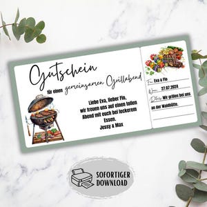 BBQ voucher, grill party invitation, barbecue evening, barbecue, grilling invitation, grilling voucher, men's night, men's day