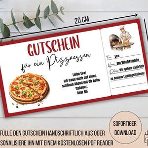 Pizza voucher, pizza dinner invitation, pizzeria voucher, Italian restaurant voucher, birthday gift idea
