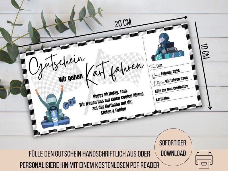 Karting Voucher, Go Kart Voucher Template, Gift Friend Birthday Voucher ...
