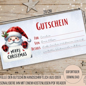 Chèque de Noël, bon de temps au lieu de choses, cadeau de Noël pour enfants, cadeau de Noël pour enfants, bon à imprimer le Père Noël