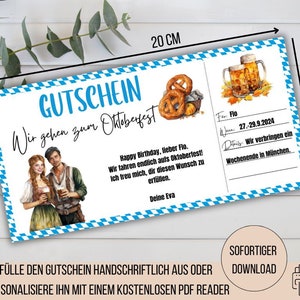 Bono Oktoberfest, invitación Oktoberfest, O' zapft is, bono de viaje Múnich, viaje de fin de semana a Baviera, idea de regalo amigo, viaje corto
