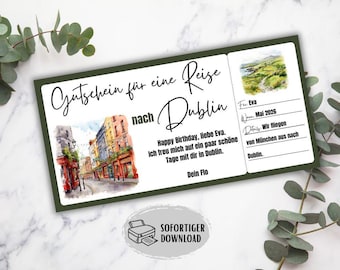 Dublin travel voucher, Dublin city break, Ireland city trip, Dublin short break voucher, birthday gift idea for women, weekend trip