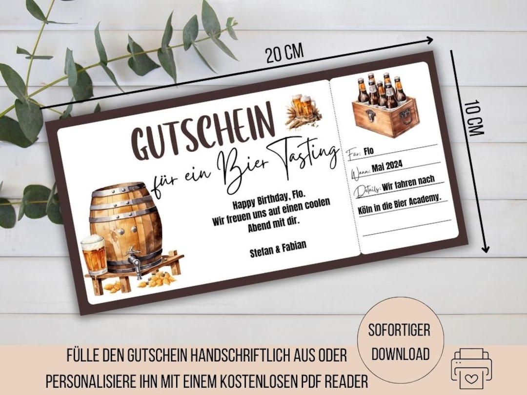 Beer Tasting Voucher, Beer Tasting, Birthday Voucher, Voucher Boyfriend Husband Gift Idea