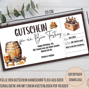 Bier Tasting Gutschein, Bierverkostung, Geburtstagsgutschein, Gutschein Freund Mann Geschenkidee Gutschein zum Ausdrucken, Beertasting