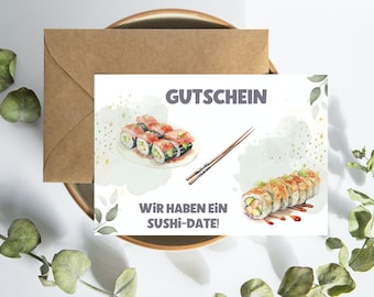 Sushi voucher time instead of stuff gift voucher, birthday voucher sushi food best friend gift mom gift idea birthday