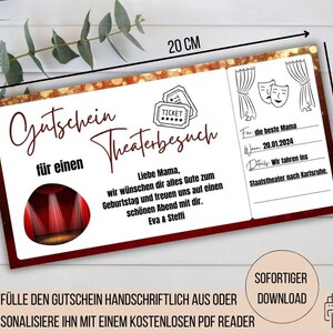Voucher na wizytę w teatrze, szablon vouchera do teatru, pomysł na prezent dla mamy, voucher do teatru, szablon vouchera do wydrukowania w formacie PDF