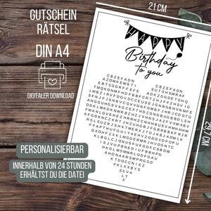 Puzzle chèque anniversaire, mots croisés, puzzle anniversaire, chèque cadeau, chèque personnalisé, puzzle chèque anniversaire
