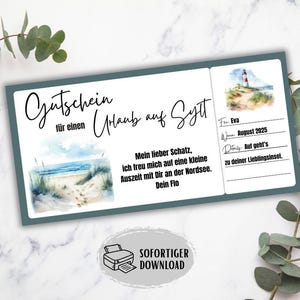 Gutschein Urlaub Sylt, Reisegutschein Meer, Urlaubsgutschein Geschenkidee, Geschenkgutschein Reise, Kurztrip Gutschein, Urlaub Nordsee