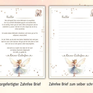 Zahnfee Brief, Urkunde Zahnfee, Post von der Zahnfee, Geschenk Zahnfee