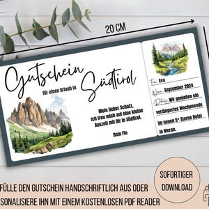 Reisegutschein Südtirol, Kurzurlaub Italien, Wochenendtrip Dolomiten, Geschenkidee Freundin, Geschenk Geburtstag, Kurztrip Südtirol
