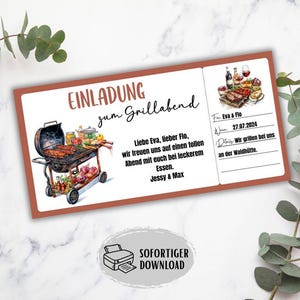 Invitation to a barbecue evening, barbecue party, grilling invitation, barbecue voucher, BBQ, men's night