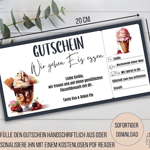 Buono per mangiare il gelato, visita alla gelateria, coppa di gelato, buono per il tempo invece che per cose, regalo per bambini, buono da stampare, buono per andare a mangiare il gelato
