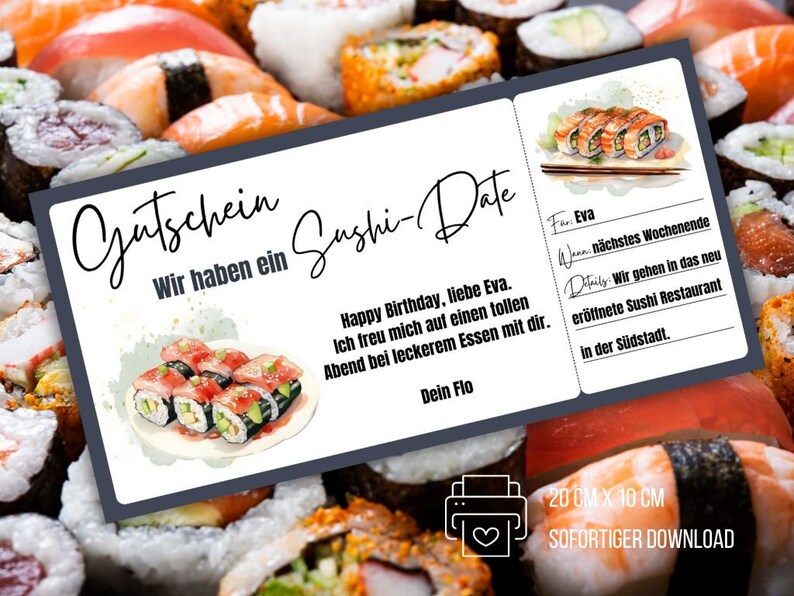 Sushi Voucher, Sushi Restaurant Voucher, Gift Voucher for Asian ...