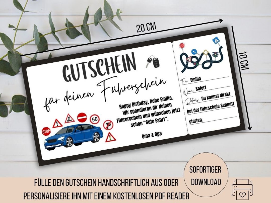 Gutschein Führerschein, Fahrstunden Gutschein Fahrschule, Auto fahren