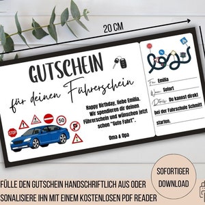 Waardebon voor rijbewijs, rijlesbon voor rijschool, leren autorijden, subsidie voor rijbewijs, contant cadeau, verjaardagscadeau-idee