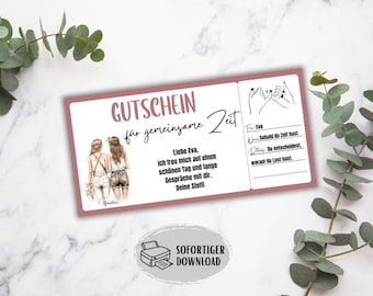 Gift certificate for quality time together, girls' day out gift certificate, gift certificate for girlfriend – time instead of things, best friend gift idea for birthday