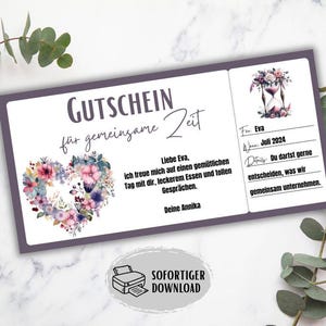 Gift certificate for quality time together, time instead of things, birthday present for mom or girlfriend, invitation to dinner, shopping, or wellness