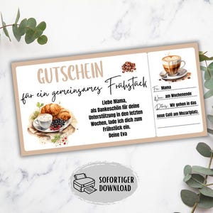 Breakfast voucher, brunch voucher, breakfast out gift, birthday gift for mom, time instead of things, birthday gift idea for girlfriend