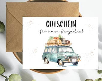 Short break voucher, short trip invitation, birthday gift idea, holiday gift voucher, travel voucher, weekend trip