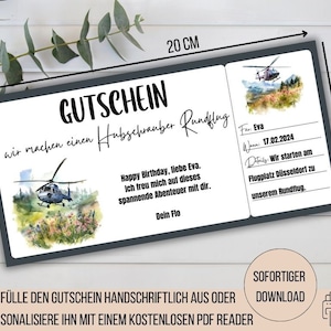 Voucher de voo de helicóptero, voo turístico de helicóptero, presente de voo turístico de helicóptero, voucher de voo de helicóptero, ideia de presente para esposa, marido, aniversário