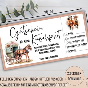 Gutschein Kutschfahrt, Kutsche fahren, Gemeinsame Zeit, Geschenkidee Zeit statt Zeug, Pferdekutsche fahren, Geburtstagsgeschenk Mädchen