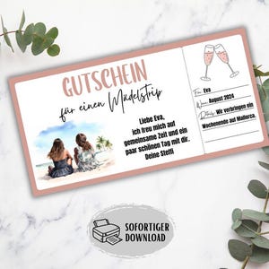 Gutschein Mädelstrip, Reisegutschein, Kurztrip Einladung, Mädelstag Gutschein Freundin Zeit statt Zeug, Beste Freundin Geschenkidee
