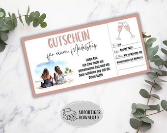 Gift voucher for a girls' trip, travel voucher, short trip invitation, girls' day out voucher, time for your girlfriend instead of things, best friend gift idea