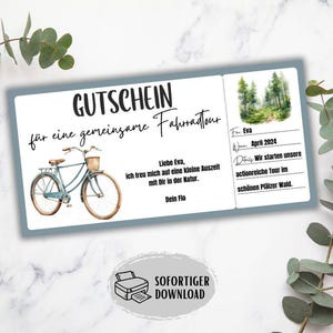 Vale para paseos en bicicleta, vale para ciclismo, regalar tiempo juntos, paseo en bicicleta, paseo en bicicleta de montaña, idea de regalo: tiempo en lugar de cosas