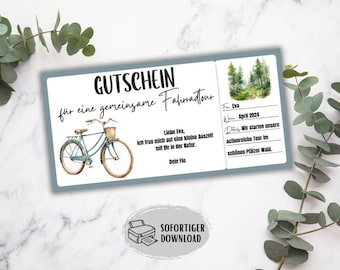 Voucher bike tour, cycling voucher, give time together, bike tour, mountain bike tour, gift idea time instead of stuff