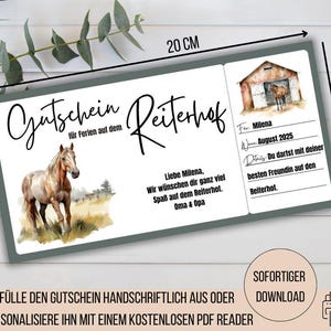 Vale-presente para escola de equitação de férias, vale-presente para equitação, ideia de presente para aniversários de meninas, presente para amantes de cavalos, vale-presente para aulas de equitação