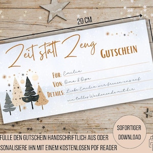 Bon de temps au lieu de trucs, cadeau de Noël enfant, cadeau de Noël enfant, cadeau temps ensemble, bon à imprimer