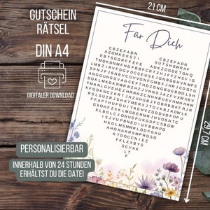 Zeit statt Zeug Gutschein, Herz Gutschein Rätsel, Geschenkgutschein Herzform, personalisierter Gutschein, Gutscheinrätsel Paarzeit