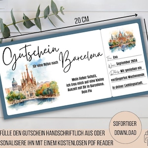 Reisvoucher Barcelona, korte vakantie Spanje, cadeau-idee weekendje weg, vriendin cadeau vrouw, korte trip Barcelona, voucher stedentrip