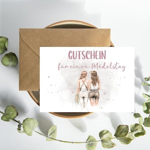 Cadeaubon voor meidendag, cadeau-idee voor beste vriendin, meidenreisje, tijd samen in plaats van spullen, cadeaubon, winkelreisje, vouchersjabloon