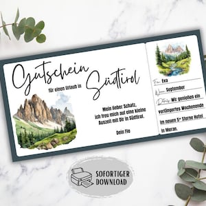 Reisegutschein Südtirol, Kurzurlaub Italien, Wochenendtrip Dolomiten, Geschenkidee Freundin, Geschenk Geburtstag, Kurztrip Südtirol