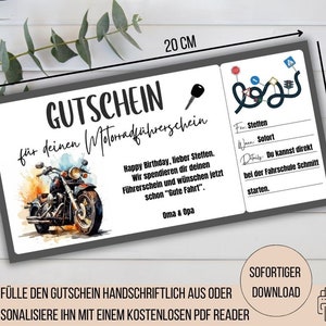 Bono para carnet de moto, clases de conducción, bono para autoescuela, aprender a conducir una moto, subvención para el carnet de conducir, regalo en efectivo por cumpleaños