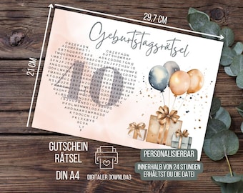 40th birthday gift idea, voucher puzzle, birthday puzzle, milestone birthday gift, time instead of things, gift for mom and dad
