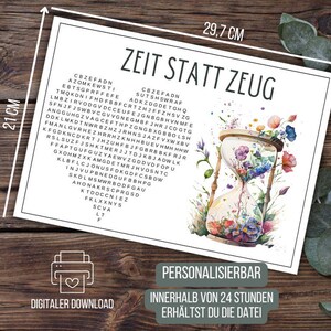 Voucher puzzeltijd in plaats van spullen, gedeelde tijd voucher, voucher puzzel cadeau verjaardag vriendin, cadeau idee moeder Moederdag