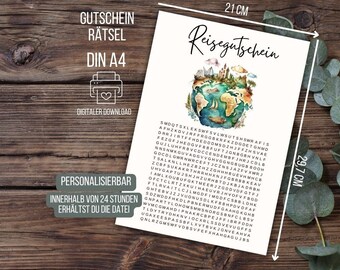 Gift voucher puzzle, travel voucher surprise, voucher puzzle, birthday gift, personalized holiday voucher, time instead of things