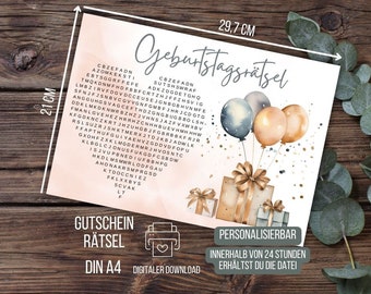 Gift voucher puzzle, birthday puzzle, time instead of things voucher, gift voucher puzzle, birthday present for girlfriend or mom, creative gift