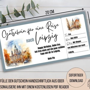 Buono di viaggio Lipsia, viaggio in città a Lipsia, viaggio in città in Germania, buono per viaggio breve a Lipsia, idea regalo per la festeggiata, viaggio di fine settimana