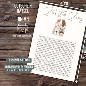 Tijd in plaats van spullenbon, voucherpuzzel, cadeaubon, gepersonaliseerde voucher, voucherpuzzel, cadeau-idee voor beste vriend