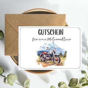 Motorcycle tour voucher, motorcycle excursion, motorcycling, road trip, motorcycle voucher to print, boyfriend birthday gift man