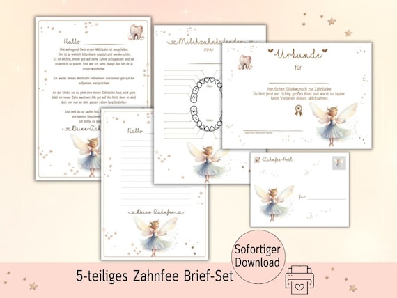 Brief Zahnfee, Geschenk Zahnfee, Wackelzahn Brief, Urkunde Kind Belohnung, Zahnfee Post, Milchzahn Brief Vorlage zum Ausdrucken