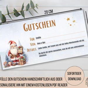 Chèque de Noël, bon de temps au lieu de choses, cadeau de Noël pour enfants, cadeau de Noël pour enfants, bon à imprimer le Père Noël