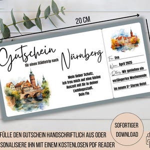 Bono de viaje a Nuremberg, escapada a Nuremberg, viaje de fin de semana a Alemania, idea de regalo para una novia, viaje corto, bono de viaje a la ciudad