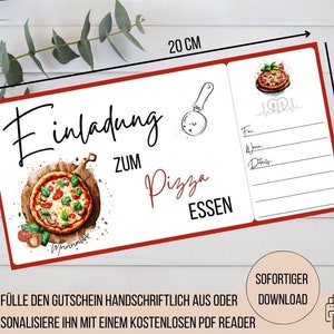 Gutschein Pizza Essen, Einladung Pizzaessen, Restaurantgutschein beste Freundin Geschenk Mama Geschenkidee Geburtstag Gutschein Italiener