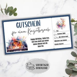 Gutschein Konzert, Konzertbesuch Gutschein, Einladung Konzert, Festival, Musical, gemeinsame Zeit, Zeit statt Zeug, Geschenkidee Geburtstag