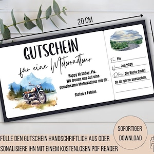 Motorreisbon, motorreis, motorrijden, roadtrip, motorbon om uit te printen, verjaardagscadeau voor vriend man