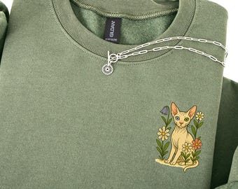 Floral Sphynx Cat Sweatshirt: Cottagecore Cat Mom Gift